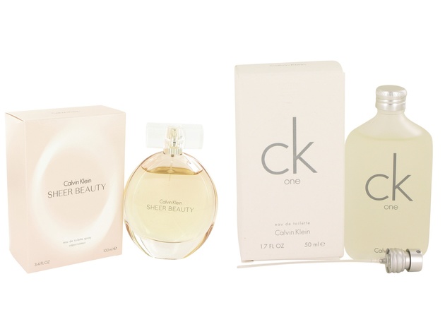 Gift set  Sheer Beauty by Calvin Klein EDT Spray 3.4 oz And  CK ONE EDT Pour/Spray (Unisex) 1.7 oz