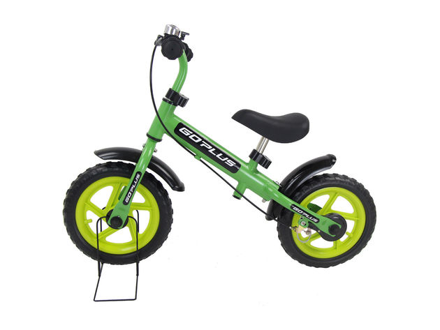 Goplus 12'' Green Kids Balance Bike Children Boys & Girls with Brakes and Bell Exercise - Green + Black