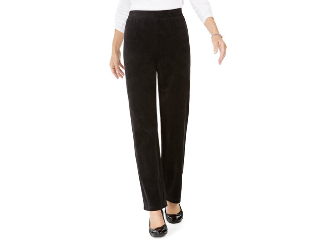 Karen Scott Women's Petite Velour Pull-On Pants Black Size Large