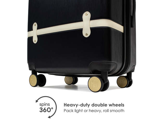 Badgley Mischka Grace 3 Piece Expandable Retro Luggage Set (Black)