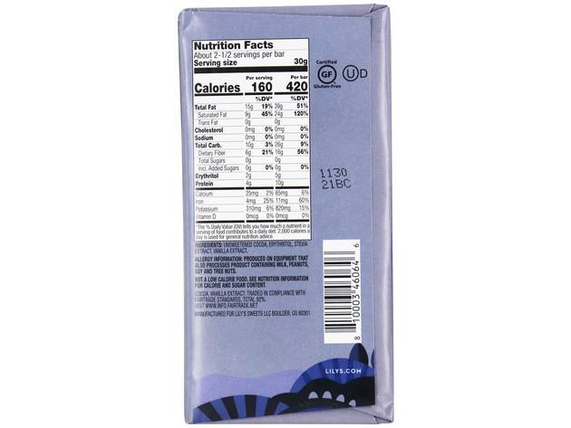 Lily's - Intensely Dark Chocolate Bar 92% Cocoa - 2.8 oz.