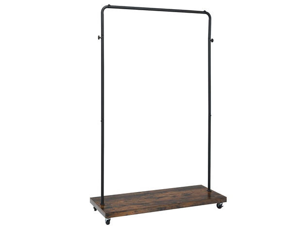 Costway Industrial Pipe Style Rolling Garment Rack Clothes Rack on Wheels / Wood Shelf - Black/Brown