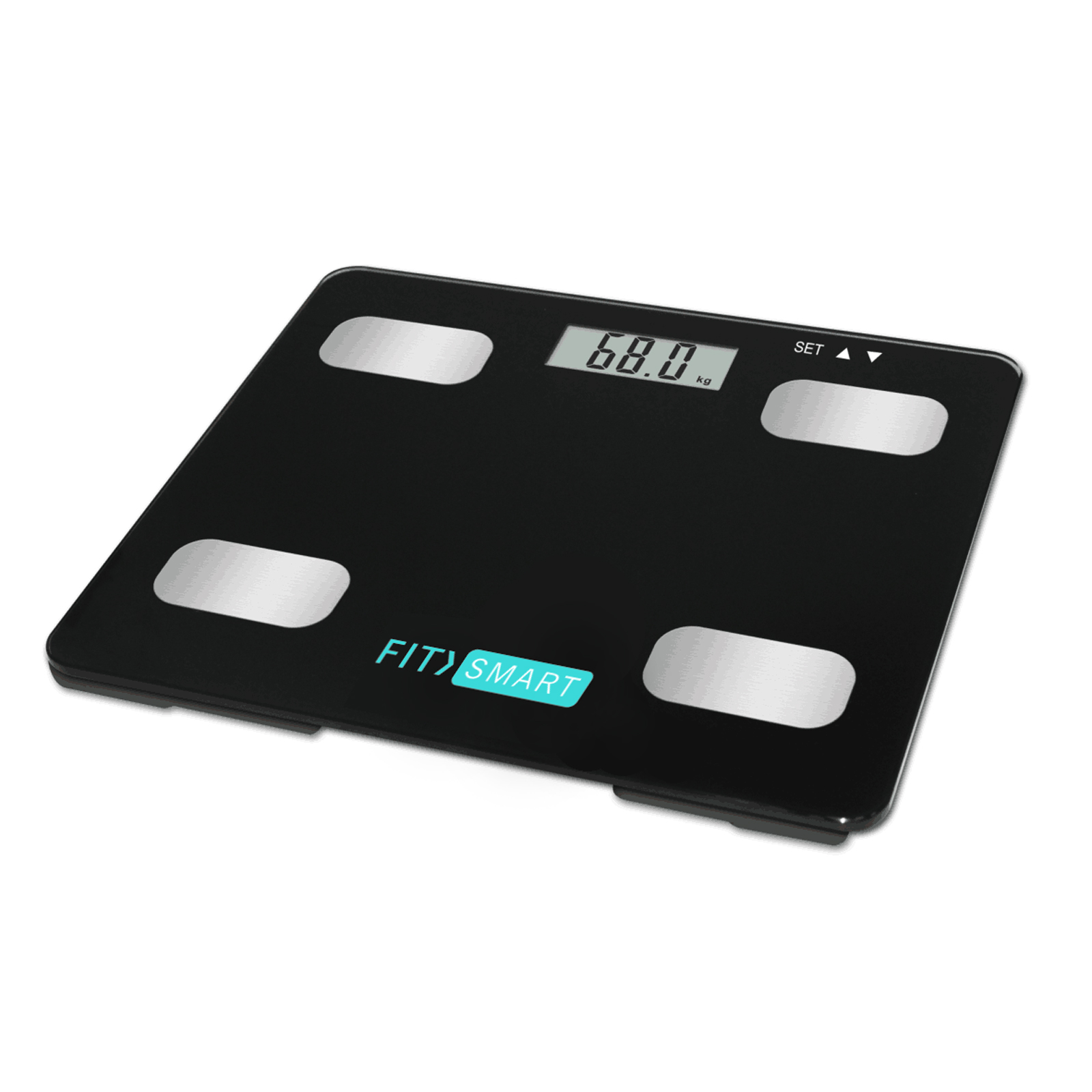 Fit Smart Electronic Floor Body Scale Black Digital LCD Glass Tracker Bathroom