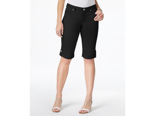 Style & Co Women's Cuffed Denim Skimmer Shorts Black Size 6