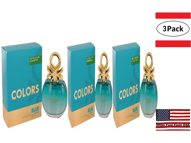 3 Pack Colors De Benetton Blue by Benetton Eau De Toilette Spray 2.7 oz for Women