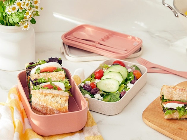 Our Place Layered Lunch Box with Clips + Utensils (2-Pack)