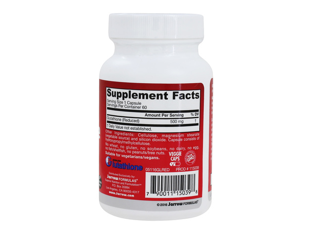 Jarrow Formulas - Glutathione Reduced 500 mg. - 60 Capsules