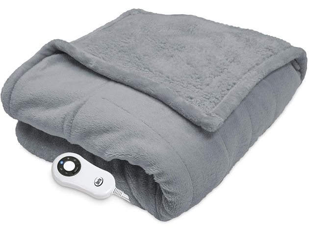Serta Fleece Electric Heated Warming Snuggler Cape Wrap Gray - Gray
