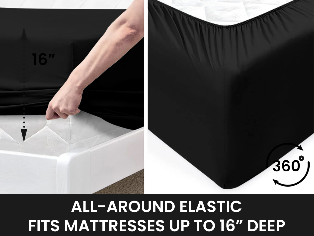 Super-Soft 1800 Series Bamboo Blend 6-Piece Sheet Set (Black/Queen)