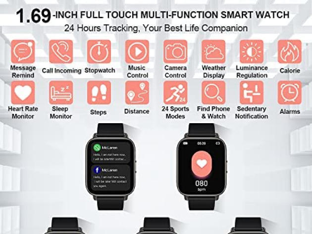 1.69" HD Touchscreen Smartwatch for Android & iOS