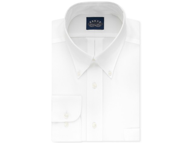 Eagle Men's Classic-Fit Stretch Collar Non-Iron Solid Dress Shirt White Size 34-35