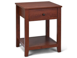 Costway Night Stand End Side Table Bedside Accent Table with Drawer and Storage Shelf - As the picture shows