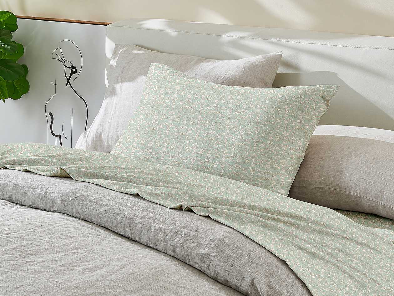 4-Piece Floral Print Microfiber Sheet Set (Floral Green/King)