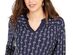 Charter Club Women's Petite Printed Split-Neck Top Blue Size Small