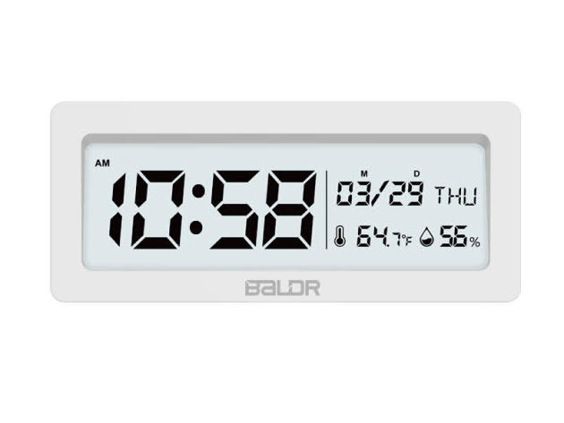 BALDR Compact Digital Alarm Clock with Ultra HD LCD Screen (White)