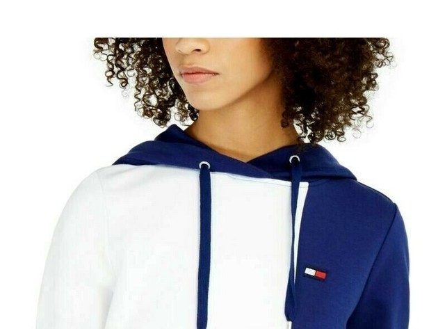 Tommy Hilfiger Women's Sport Colorblocked Hoodie Blue Size Small