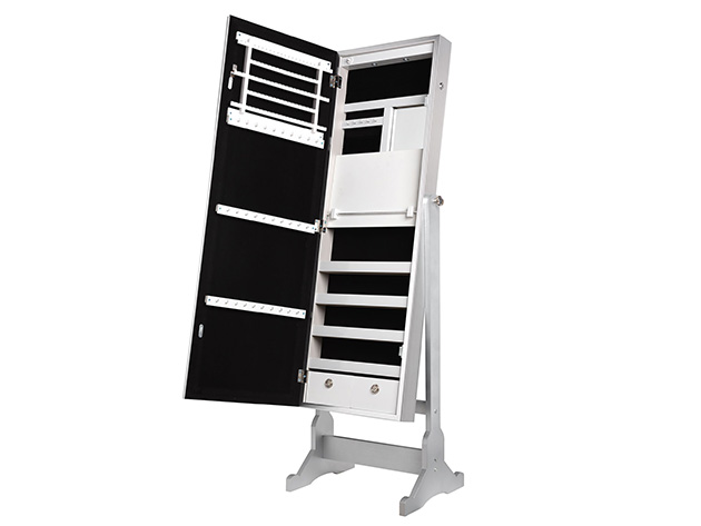 Sparkle Cheval Mirror Jewelry Armoire (Classic Silver)