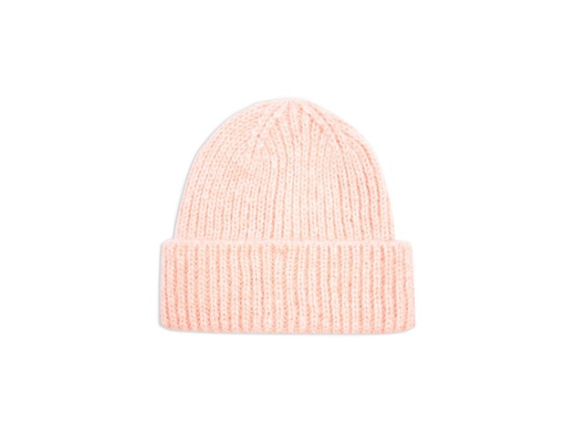 Topshop 100% Acrylic Scandi Soft and Cozy Rib-Knit Beanie for Women, Top Off Your Look with The Effortless Casual Appeal, Pink