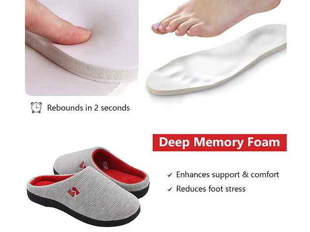RockDove Women's 2-Tone Memory Foam Slippers | Gray/Red (Size 7-8)