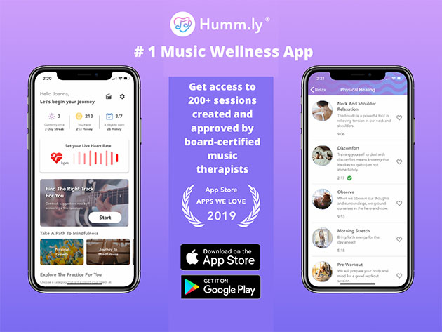  Humm.ly - Live Better with Music App: Lifetime Subscription