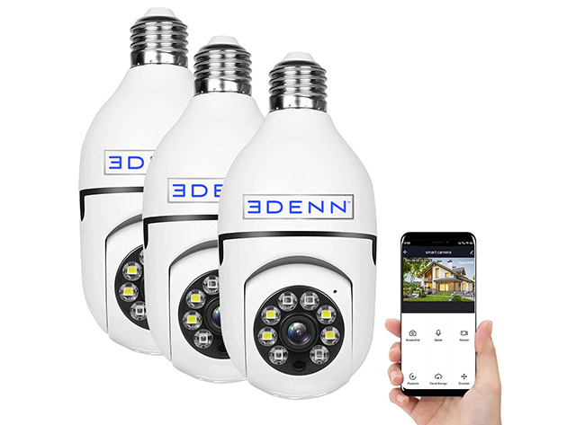 EDENN Security System Light Bulb Camera (3-Pack)