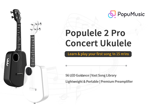 Populele 2 Pro Smart Concert Ukulele (White)
