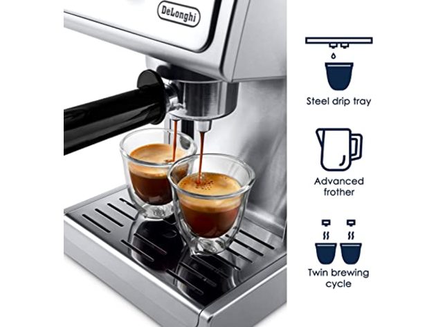 DeLonghi ECP3620 15 Bar 3-in-1 Filter Holder Espresso Cappuccino Machine, Silver (Refurbished)