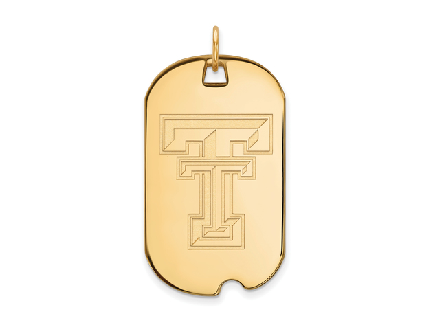 NCAA 14k Yellow Gold Texas Tech U. Large Dog Tag Pendant