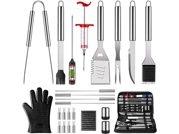 BBQ Grillling Tools Set, 25PCS Stainless Steel Grilling Kit for Smoker, Kitchen