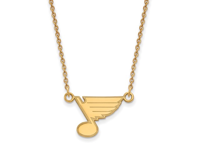 SS 14k Yellow Gold Plated NHL St. Louis Blues Small Necklace, 18 Inch