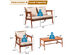 Costway 4 Piece Patio Rattan Furniture Set Acacia Wood Frame Cushioned Sofa Chair Garden Coffee