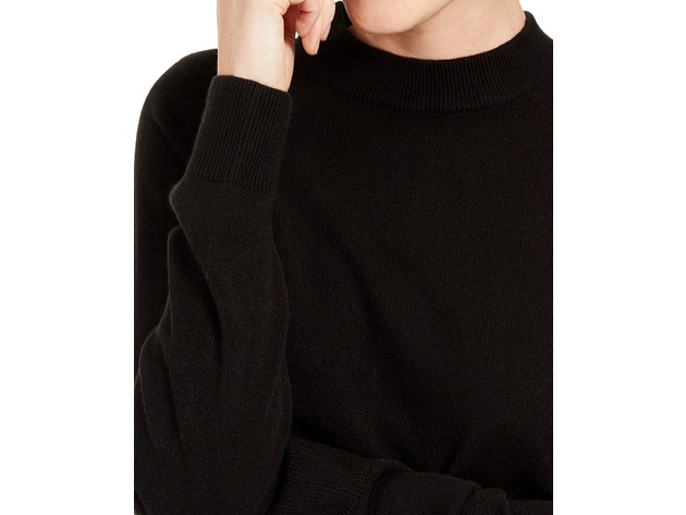 Karen Scott Women's Zip-Back Mock-Neck Sweater  Black Size Large