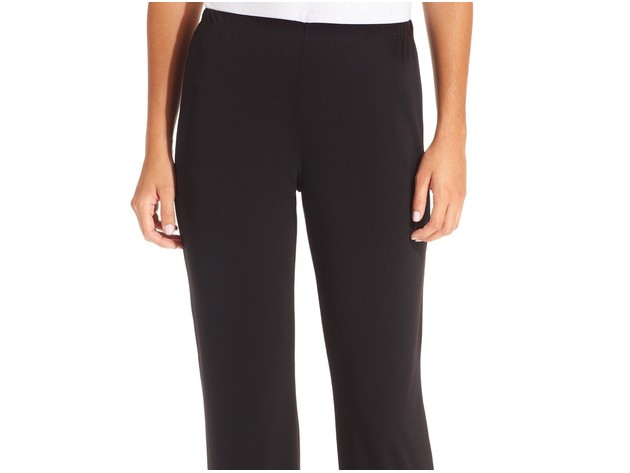 NY Collection Petite Women's Pull-On Straight-Leg Pants Black Size Medium