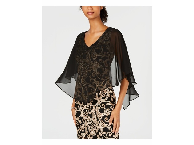 Connected Apparel Women's Soutache Capelet Dress Black Size 6"