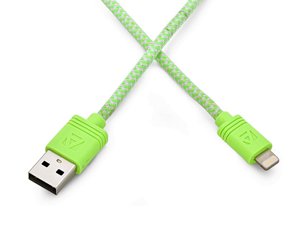 10-Ft Cloth MFi-Certified Lightning Cable: 3-Pack (Green)