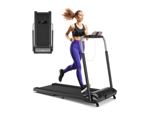 3HP Folding Treadmill Compact Walking Jogging Machine W/Touch Screen APP Control - Black