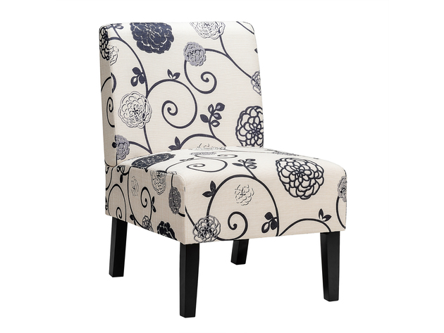 Costway Armless Accent Fabric Leisure Chair w Rubber Wood Legs