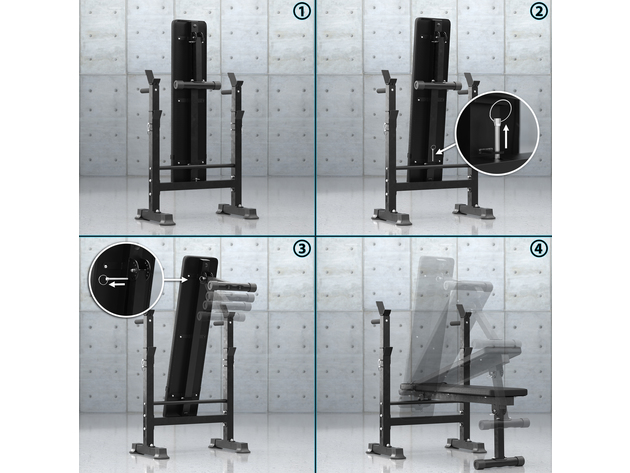 Synergee Adjustable Weight Bench with Barbell Rack