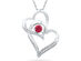 Sterling Silver Double Heart Pendant Necklace with Lab Created Ruby 1/4 Carat (ctw)