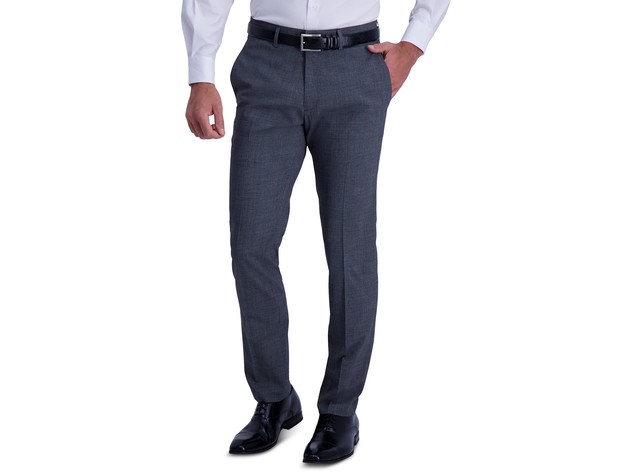 Kenneth Cole Reaction Men's Slim-Fit Stretch Heathered Glen Plaid Dress Pants Charcoal Size 34X30