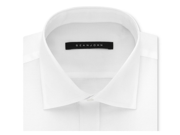 Sean John Men's Classic Fit White Solid French Cuff Cotton Dress Shirt white Size 17-32-33