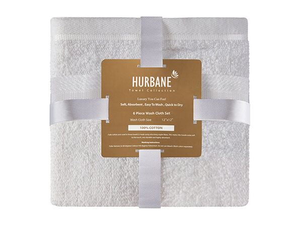 Hurbane Home 6 Piece Washcloth Set White - Product Image