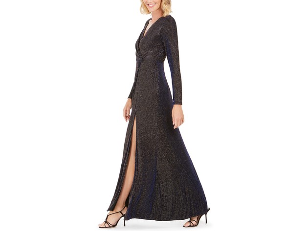 Nightway Women's Knot-Waist Gown Navy Size 10