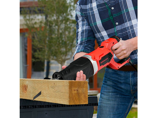 Costway Electric Reciprocating Saw Handheld Wood & Metal Cutting Tool Kit w/ 3 Blades 