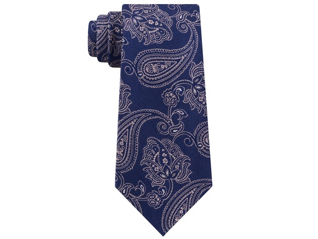 Michael Kors Men's Blue Paisley Silk Neck Tie Navy Size