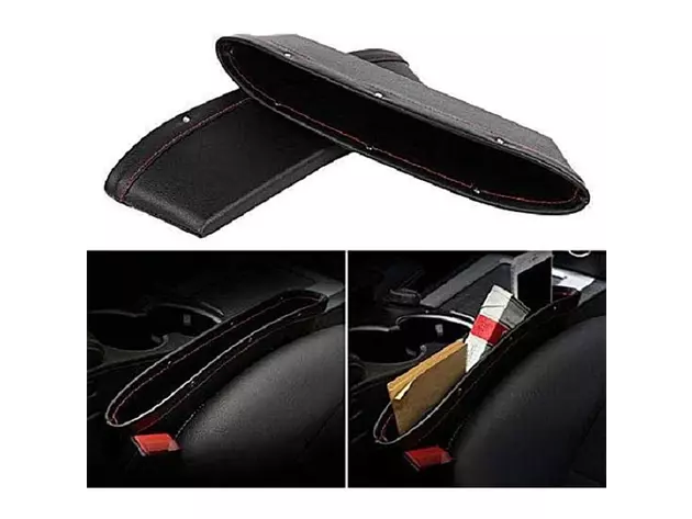 Universal Left/Right Car Seat Gap PU Leather Storage Pouch (2-Pack)