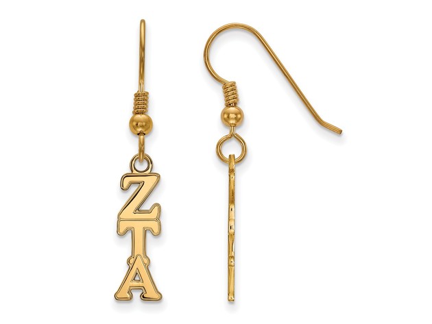 14K Plated Silver Small Zeta Tau Alpha Dangle Earrings
