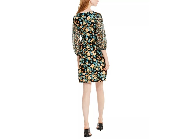 INC International Concepts Women's Balloon-Sleeve Wrap Dress Black Size Small
