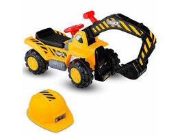 Costway Kids Toddler Ride On Excavator Digger Truck Scooter Seat Storage w/Sound&Helmet - Yellow