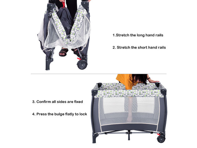 Costway Foldable Travel Baby Playpen Crib Infant Bassinet Bed Mosquito Net Music w/ Bag